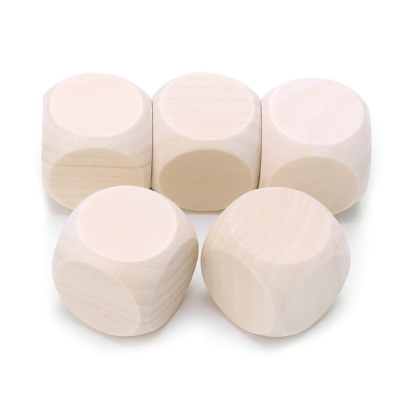 50x Natural Wood Blank Dice D6 16mm Game Dice for Kids DIY Decorating Games 