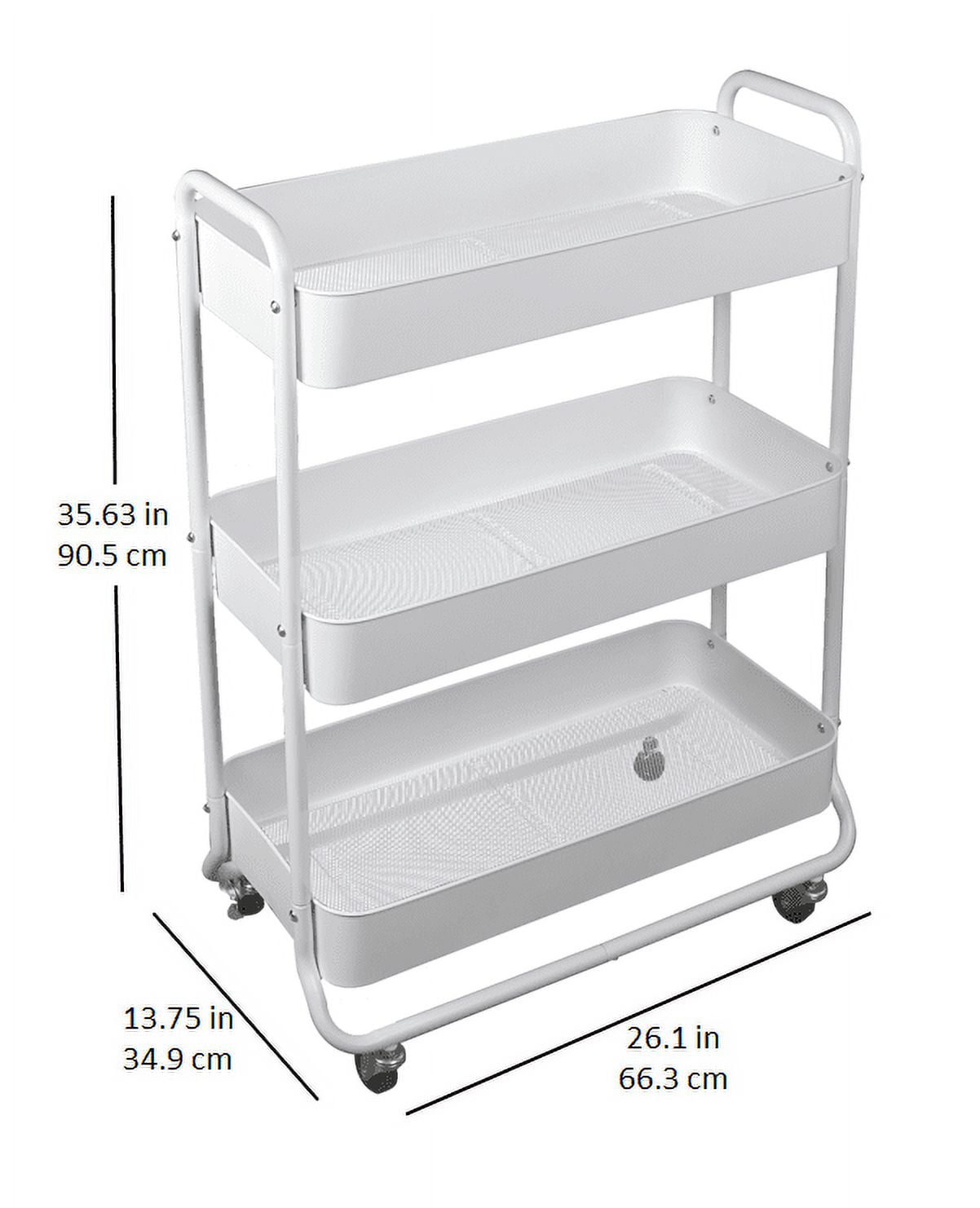 Free Shipping! Mainstays Metal Utility Cart 3-Tier Wide Arctic