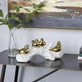 thumbnail image 3 of 14" x 6" Gold Porcelain Ceramic Bird Sculpture, by DecMode, 3 of 9