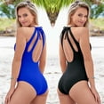 thumbnail image 1 of Maillot de Bain une Pièce Rehausseur Bikini Femme Monokini Noir Bleu, 1 of 5