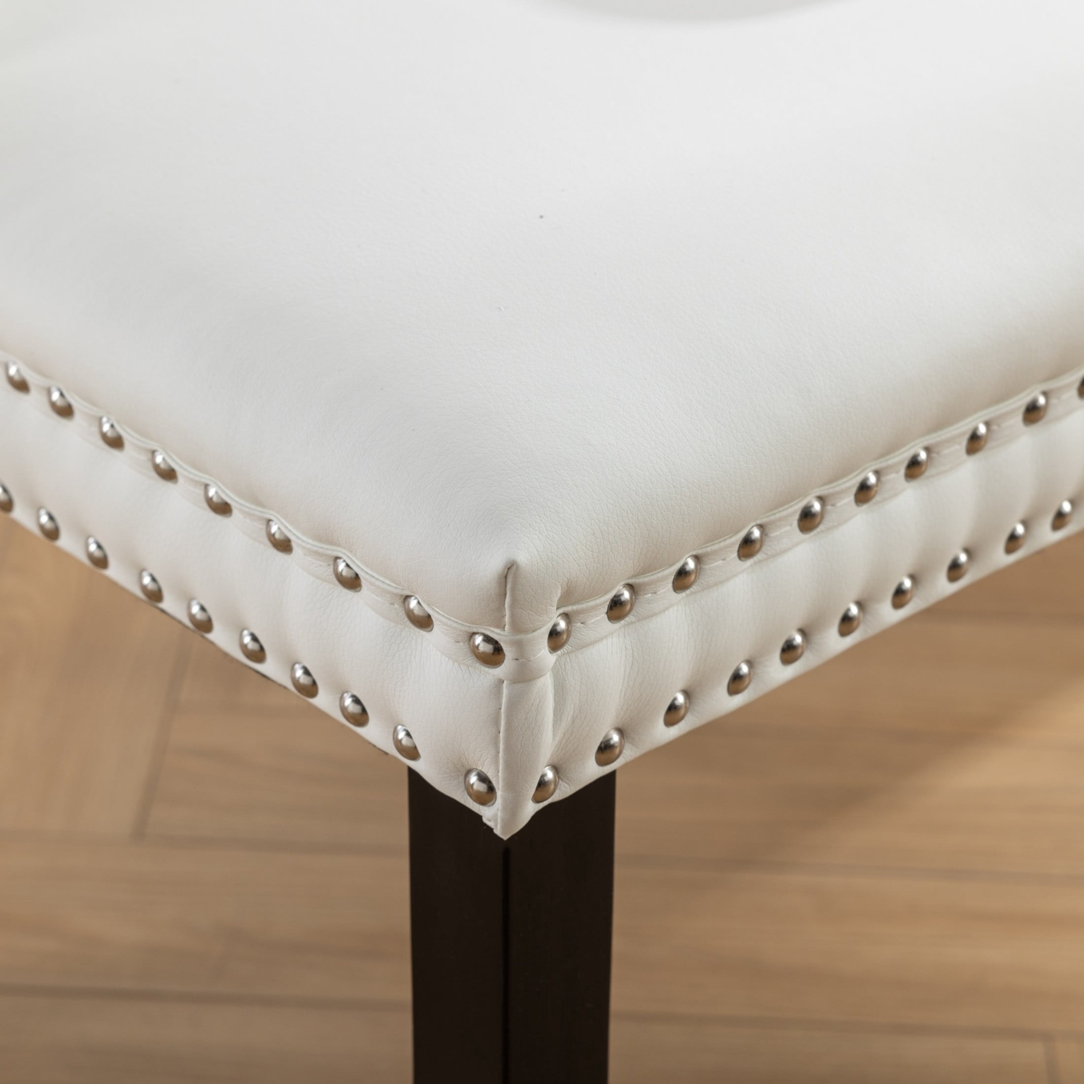 Noble House Set of 2 Dining Chairs, PU Leather and Velvet Upholstery, Tufted Back, White + Pink