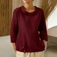 thumbnail image 3 of Womens Work Clothes Kelon Dresses for Women Long Sleeve Crewneck Button Linen Cotton 2026 Spring Summer Fashion Clothes Business Dressy Spring Summer Fashion, 2XL, 3 of 4