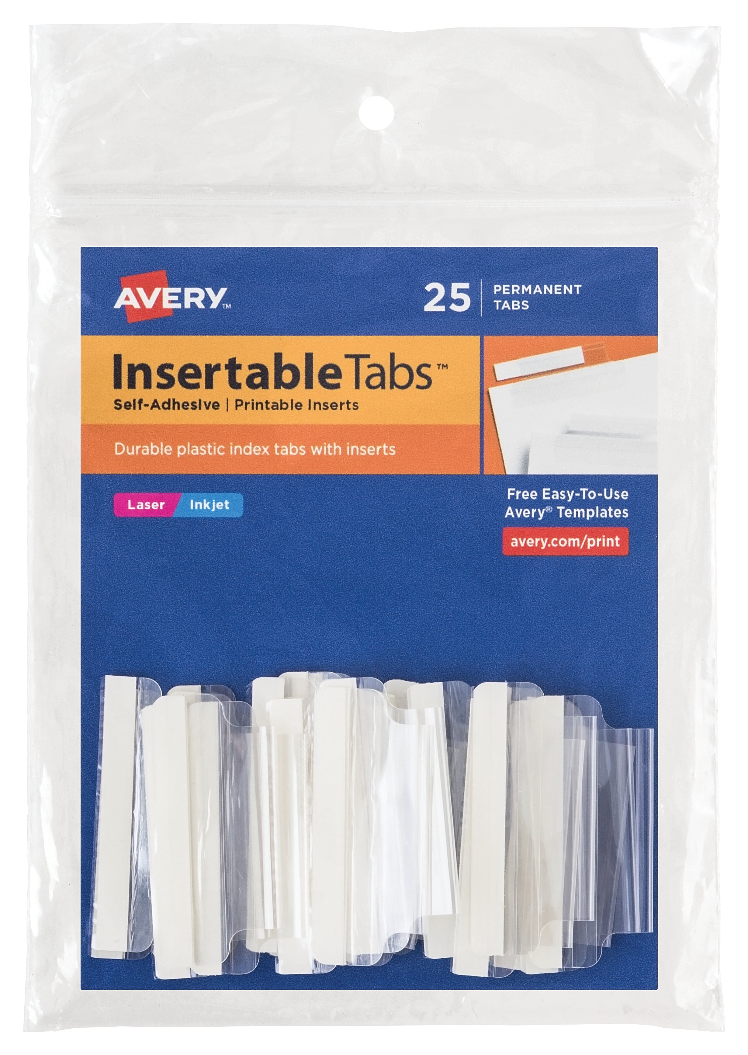 Avery Insertable Tabs Printable Inserts 1 1 2 Clear 25 Tabs 