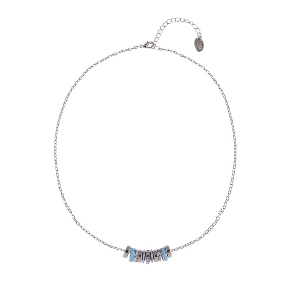 Time and Tru Silvertone Chain with Aqua Birthstone "March" Necklace