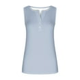thumbnail image 5 of Homenesgenics Tank Tops with Built in Bras Women's 2025 Summer Solid Color Button Round Neck Sports for Outer Wear Short Tops Round Neck Gray S, 5 of 5