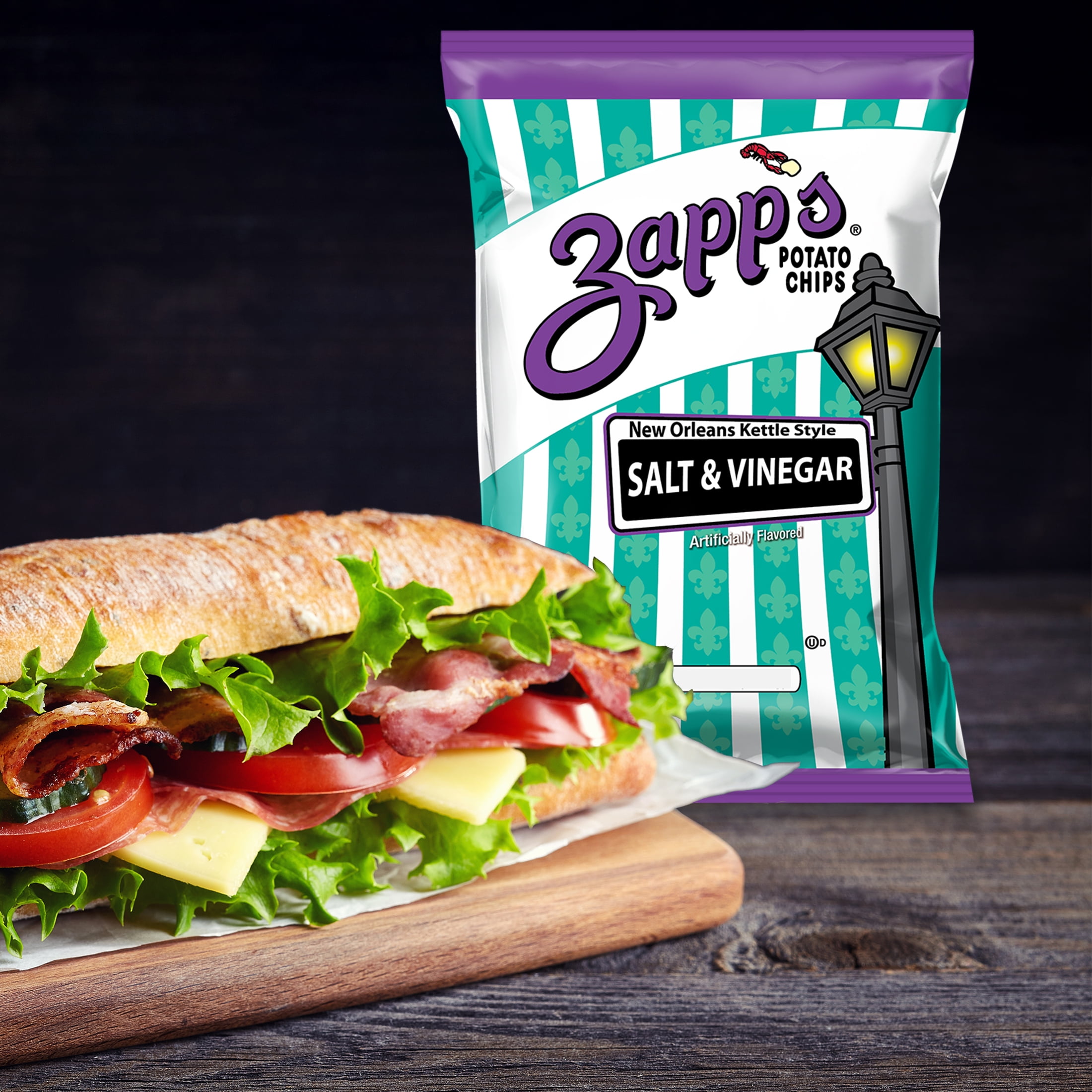 Zapp's New Orleans Kettle Style Salt & Vinegar Potato Chips, 2 oz. - Pack of 25
