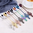 thumbnail image 3 of 2 Pcs Stainless Steel Coffee Spoons Musical Note Pattern Stirring Spoon Dessert Scoop Tableware for Kitchen Party Bar(Original Color + Black), 3 of 8