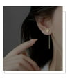 thumbnail image 5 of GKNET Minimalist Short Tassel Piercing Earrings for Women Simple Flower Dangling E WY4-Silver-, 5 of 9