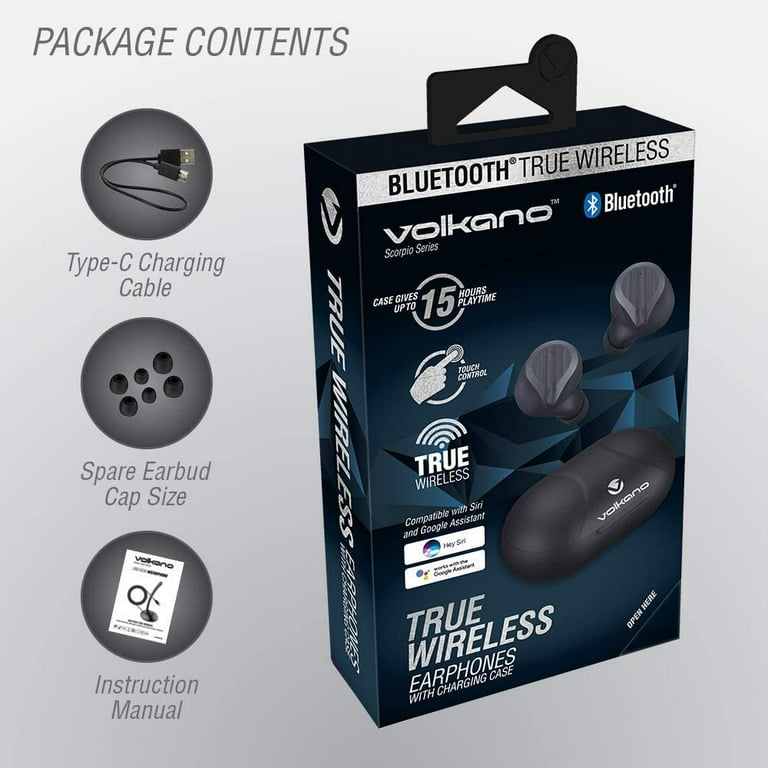 Volkano Scorpio True Wireless Bluetooth Stereo Headphones Black VK