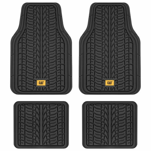 Cat ToughTread Car Mats Full Set, Trimmable All-Weather Car Floor Mats, Universal Fit Floor Mats for Cars with Rugged Tire Tread Design, Automotive Floor Mats for Cars Trucks SUV