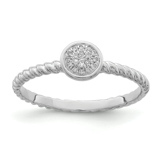 925 Sterling Silver White Diamond Stackable Ring