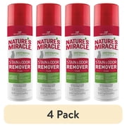 (4 pack) Nature's Miracle Cat Stain and Odor Remover Foam for Carpet, Hard Floors, Fabric and Furniture, 17.5 oz