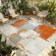 thumbnail image 2 of Outdoor Rug 5x7 ft Burnt Orange Gray Graffiti Block Waterproof Outdoor Patio Rug Mat Non Slip Outside Area Rugs Carpet for RV,Camping,Porch,Deck,Pool,Balconybackyard,Modern Abstract Texture Art, 2 of 9