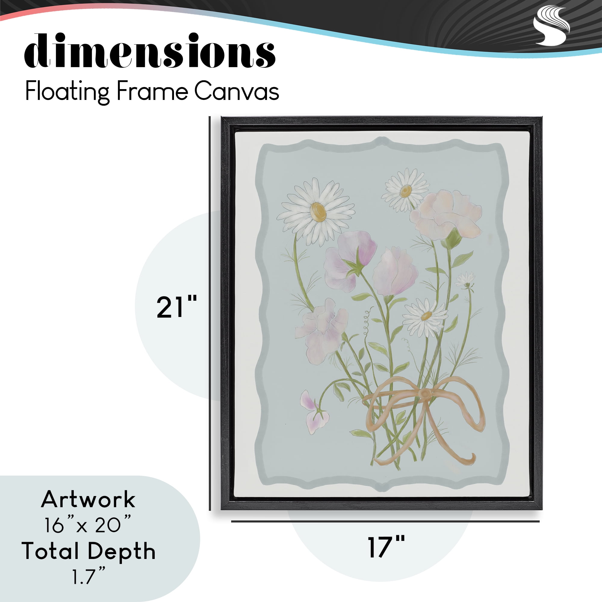 Spring Cottage Clippings Black Framed Floater Canvas Wall Art, design by Leslie Hermosa