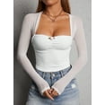 thumbnail image 5 of Michellecmm Women Fitted Crop Tops Cutout Mesh Long Sleeve Shirt Casual Pullover for Club Streetwear Aesthetic Grunge Clothes, 5 of 7