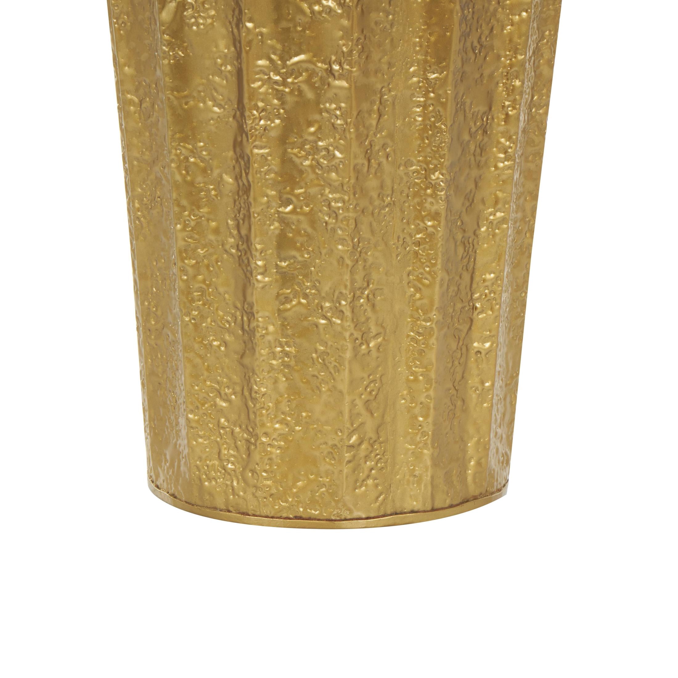 DecMode 33", 30"H Tall Textured Hammered Floor Gold Metal Vase, Set of 2