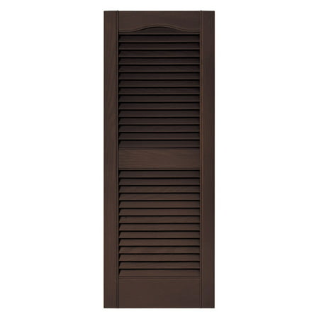 15 in. Vinyl Louvered Shutters in Federal Brown - Set of 2 (14.5 in. W x 1 in. D x 63.6875 in. H (7.14 lbs.))