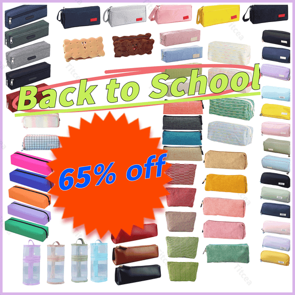Fllostpr Big Capacity Pencil Pouch, Multi-Colored Pen Case, Cosmetic Pouch Bag, Canvas Pencil Bag with Zipper Bag