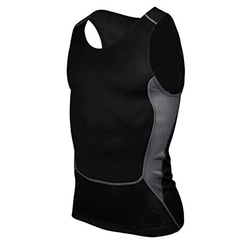 Men's Compression Vest Sports Fitness Running Tight fit Dri-fit Breathable Black 