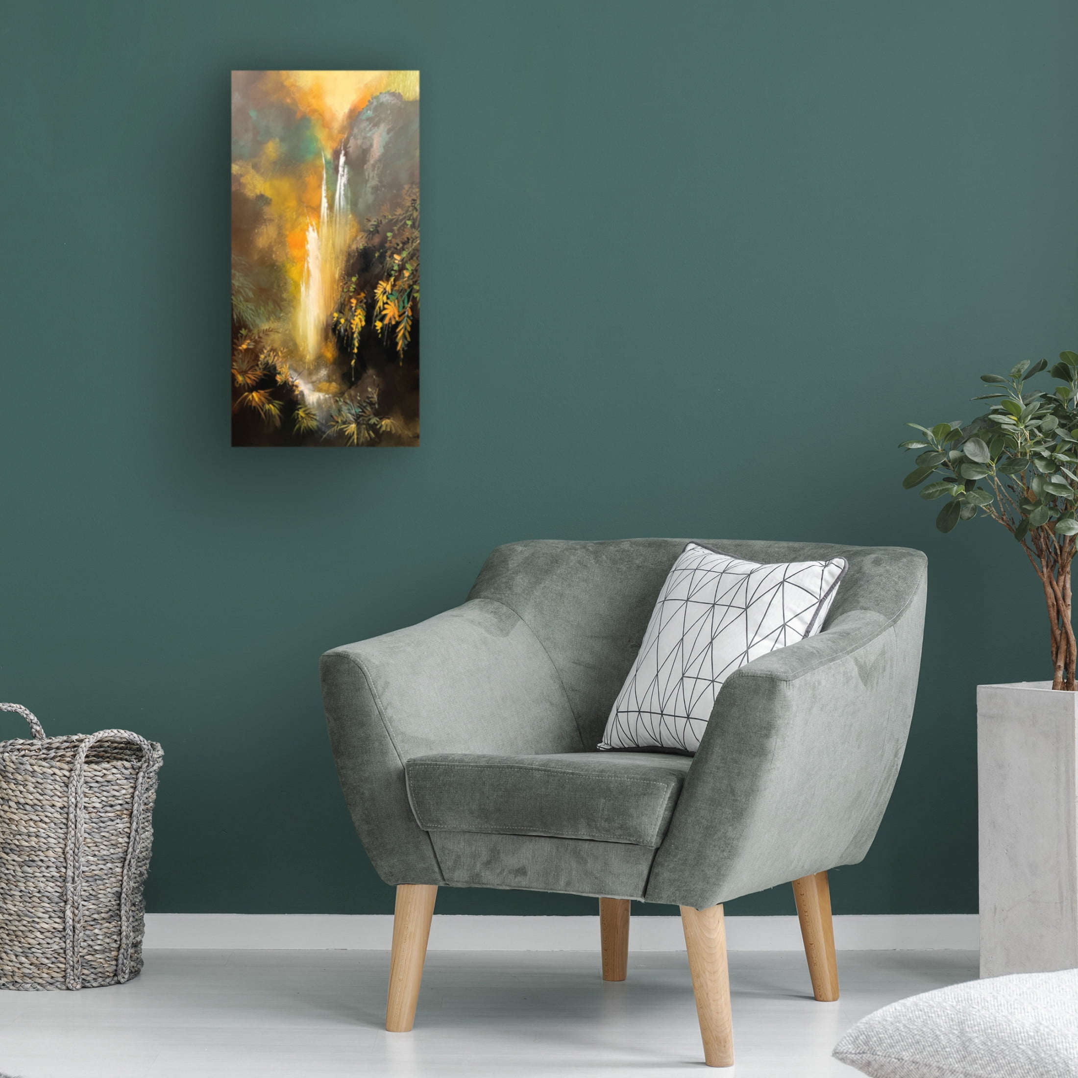 Canvas Wall Art - Thomas Leung 'Golden Falls' Wall Art for Living Room, Bedroom, or Office Décor by Trademark Fine Art - 12 x 24 Inches
