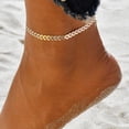 thumbnail image 2 of Tobillera boho con corazón en capas chapada en oro y cuentas en capas, joya minimalista y delicada para el verano y la playa para mujer, 2 of 5