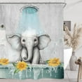 thumbnail image 5 of Elephant Cute Funny Shower Curtain Set 72Wx72H Inches Kids Child Sunflower Aqua Animal Hilarious Lovely Waterproof Bathroom Curtain with 12 Hooks, 5 of 7