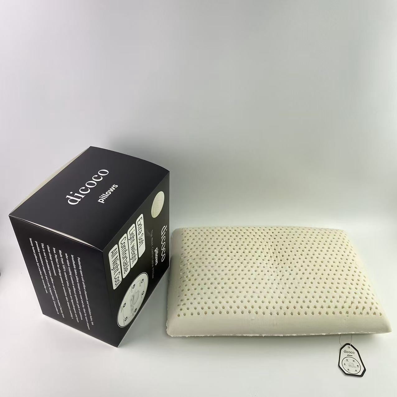 dicoco pillows,Latex Pillow, Natural Cooling Latex, Medium Firm, Ergonomic Support for Side, Back & Stomach Sleepers. Breatthable Comfort. 24 × 16 inches
