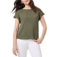 thumbnail image 1 of Jones New York Blouse en Tricot à Col Ras du Cou avec Poignets pour Femmes, Vert, Petite, PP/PJS, 1 of 1