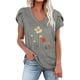 thumbnail image 2 of ICHUANYI Clearance Fashion Women's Summer V-Neck Short Sleeve Print Casual T-shirt Blouse(Gray, L) ICHUANYI WER2023081510085, 2 of 5