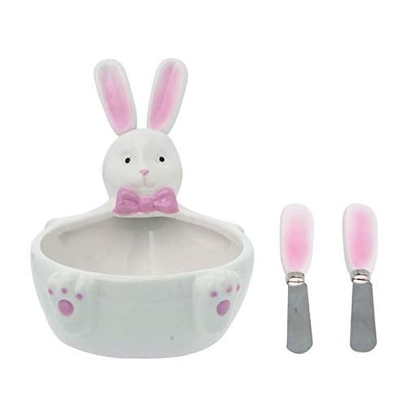 Ceramic Bunny Dip Bowl with Spreaders