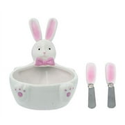 Ceramic Bunny Dip Bowl with Spreaders
