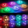 thumbnail image 3 of Submersible LED Lights Waterproof Underwater RGB with Remote Control Colour-Changing Light, Battery-Operated Flameless Lamps, 3 of 9