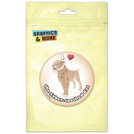 

I Love Heart Saber-Toothed Cat Dinosaur Refrigerator Button Magnet