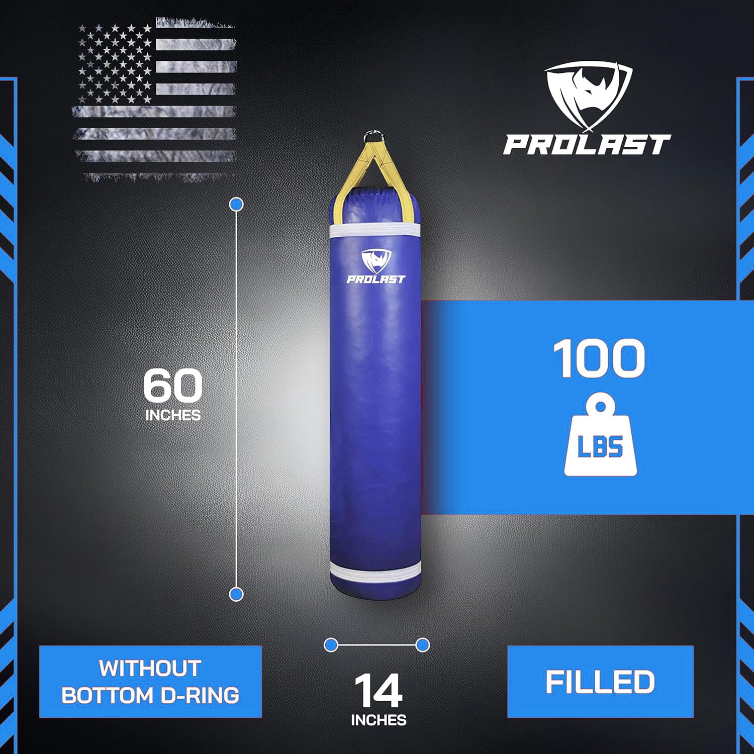 PROLAST Heavy Punching Bag 5 ft UNFILLED -Great for Boxing, MMA, Muay Thai - Unfilled ( Blue )