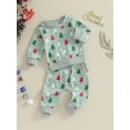 thumbnail image 3 of CIYCuIT Toddler Baby Girls Boys Christmas Pants Set Tree Print Long Sleeve Sweatshirt + Long Pants 2Pcs Casual Outfits Infant Cute Clothes 0-3 Years, 3 of 9