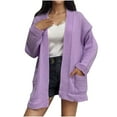 thumbnail image 2 of RXIRUCGD Chemisier à Manches Longues à Col en V pour Femme, Rayé, Ample, à Agencement de Couleurs, Violet, Taille : TG, 2 of 4