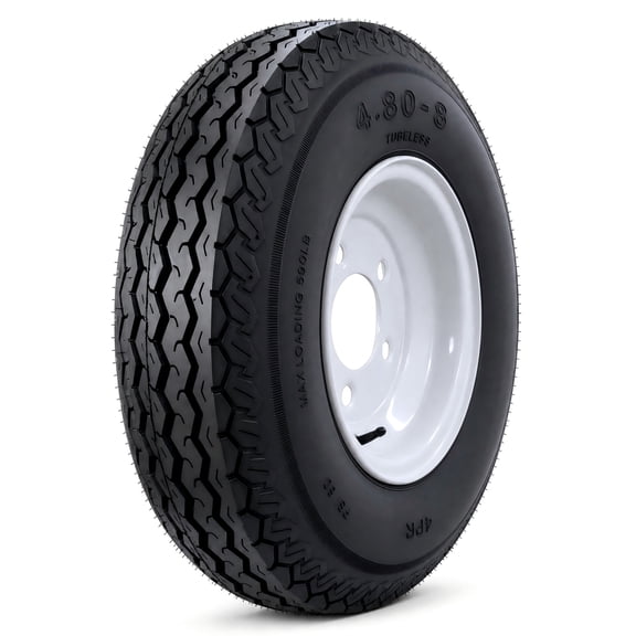 Hi-Run SU01 4.80-8 4PR Trailer Tire & 8X3.75 5-4.5 White Wheel Assembly