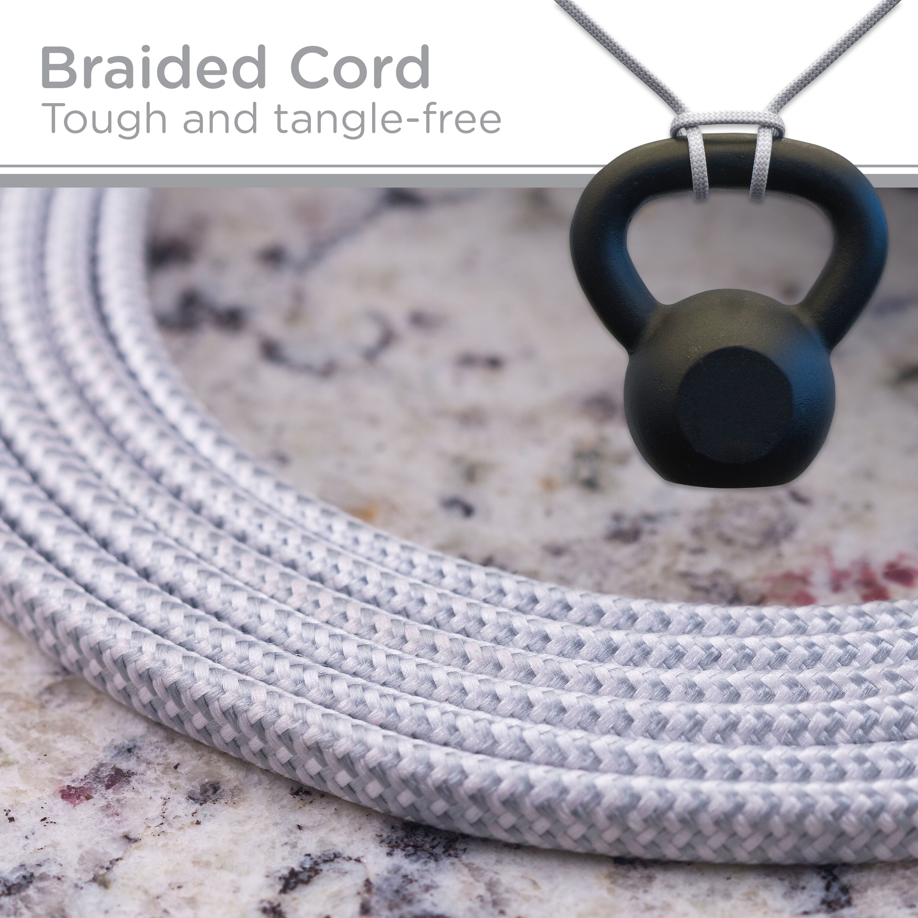 Cordinate 3 Outlet Extension Cord, 15 ft Cable, Gray/White, 43431
