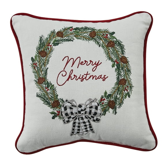 Park Designs Winter Pines Embroidered Pillow - Off-White