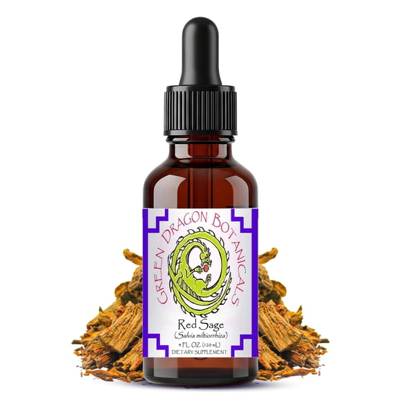 Green Dragon Botanicals Red Sage Root Tincture (Danshen), Herbal Liquid Extract, Traditional Botanical Supplement, 2 oz Dropper Bottle