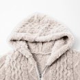 thumbnail image 5 of Women's Fashionable Solid Color Long Sleeved Loose Hooded Zipper Down Plush Jacket, Embroidered Design for Cozy and Chic Look,Beige,L, 5 of 8