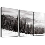 Wall Art For Living Room family wall decor for bedroom black and white wall pictures Mountain scenery Canvas art Print Canvas wall Painting artwork For kitchen office Home decor 16" x 24" 3 Pieces