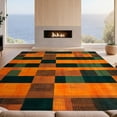 thumbnail image 2 of Design&I 5'x7' Ultra Soft Area Rug, Orange Funky Classroom Checkerboard Bold Abstract Grid with Accents Fluffy Washable Non Shedding for Bedroom Living Room Home Office, 2 of 7