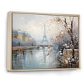 thumbnail image 3 of Designart "Winter Charm Parisian Eiffel Tower Views I" Oversized Cityscapes Framed Wall Art - Industrial Blue Paris Entryway Framed Wall Art Print, 3 of 7