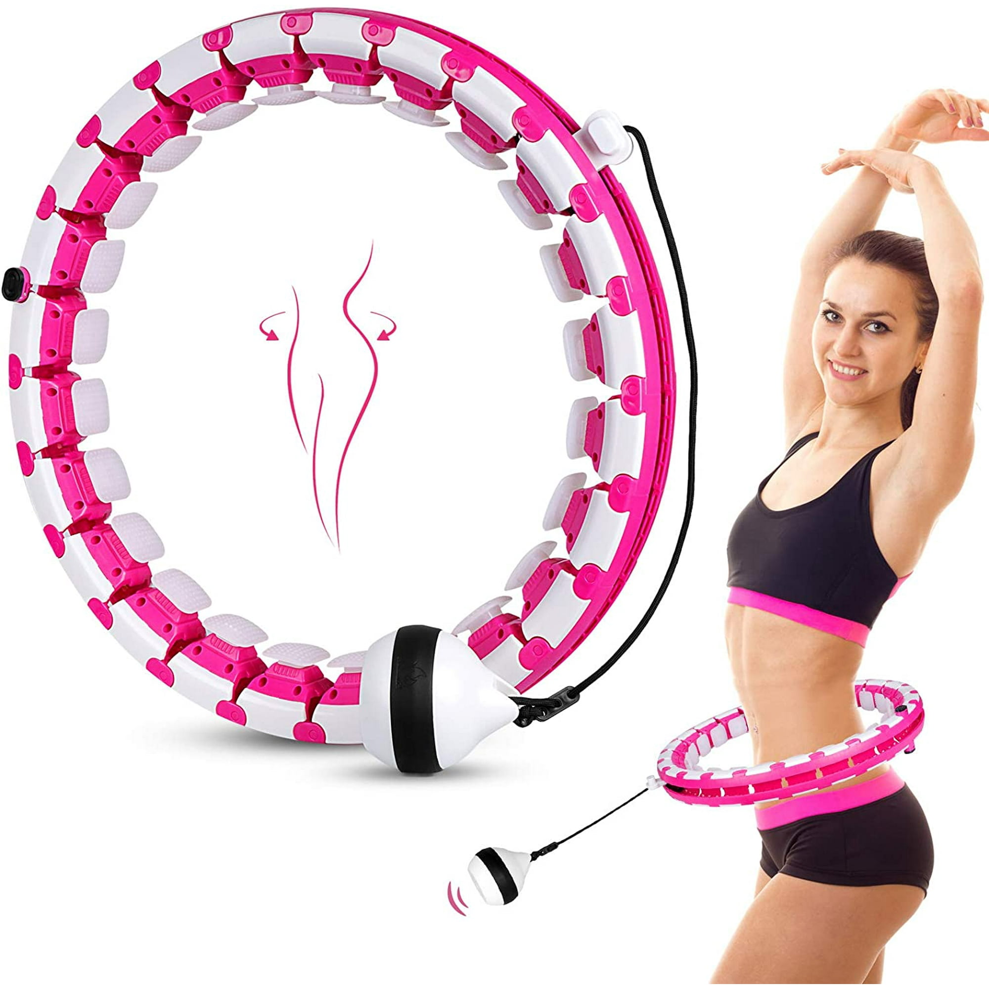 Hoola Hoop for Adults Weight Loss Hula Circle Weighted Hoops Fitness Weight Loss Massage Non Fall Exercise Hoops with 24 Detachable Knots Adjustable Auto Spinning Ball for Adult Walmart