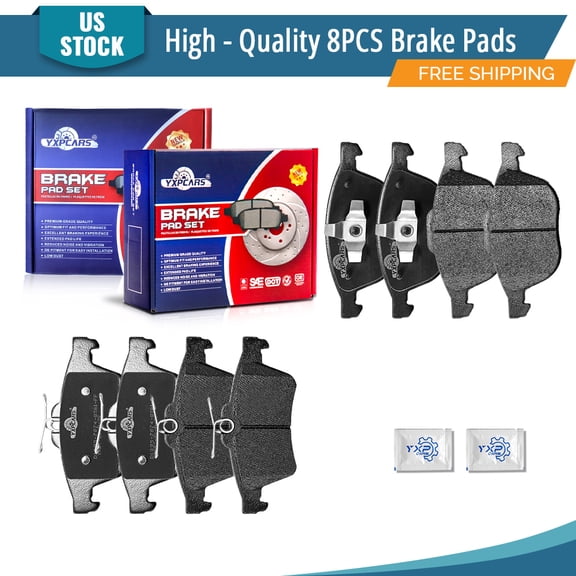 YXPCARS 8PCS Ceramic Brake Pads for Ford Focus Escape Transit Connect Mazda 3/3 Sport 5 Volvo C30 C70 S40 V50, Front & Rear D1044 D1095