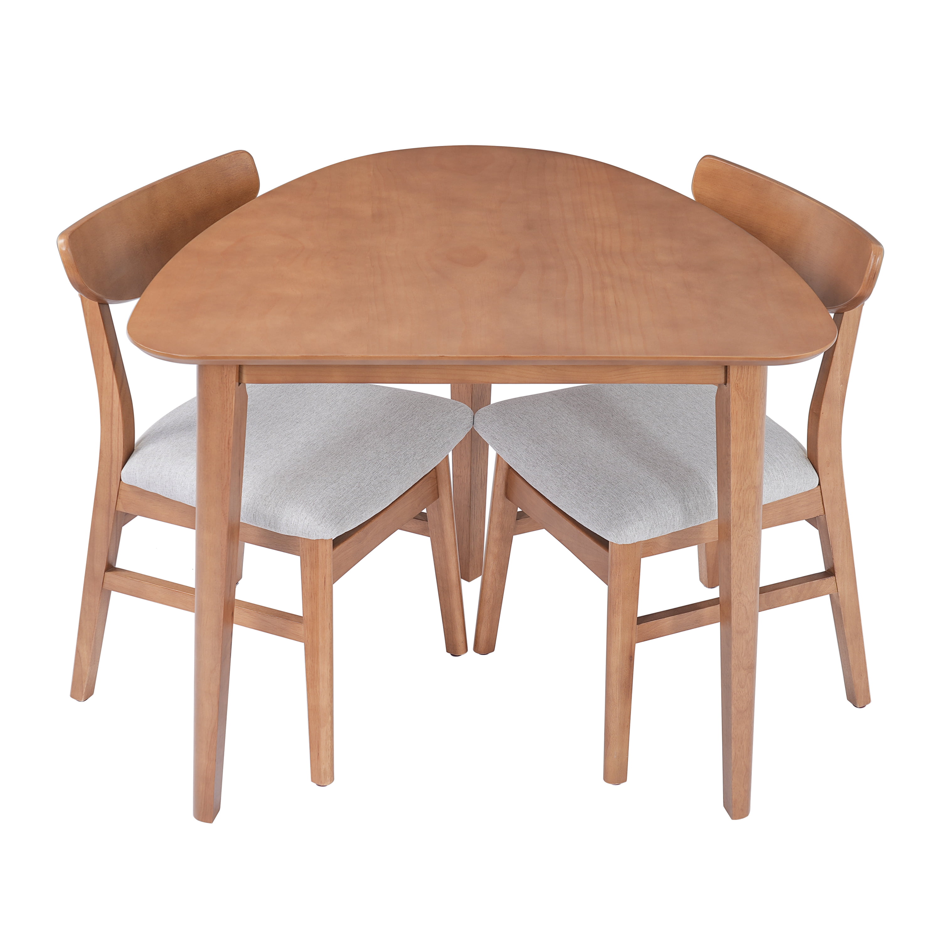 Euroco 3-Piece Dining Table Set for 2, Triangular Kitchen Table with 2 Chairs for Kitchen Living Room,Small Space,Light Brown