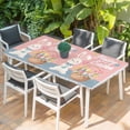 thumbnail image 2 of Happy Easter Table Cloths for 5 Foot Rectangle Tables, Cute Bunny Colorful Eggs Spring Flowers Pink Blue Patio Waterproof Elastic Fitted Tablecloths, Washable Rectangular Table Cover for Camping, 2 of 8