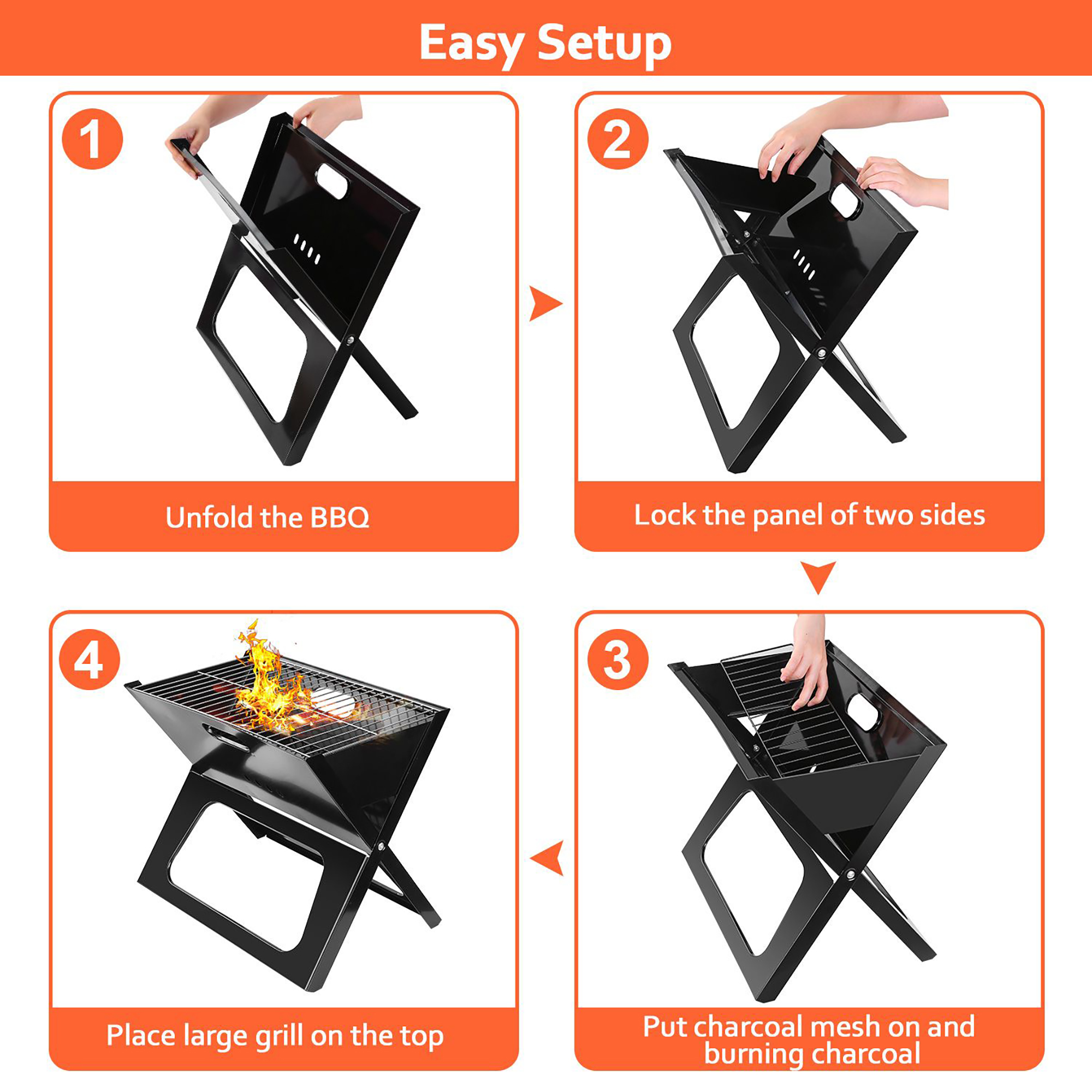 Portable Charcoal Grill – Mini Tabletop BBQ for Camping, Picnics & Tailgating