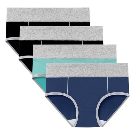 ATOYSOY Women s Underpants Plus Size Hip Lifting Cotton Panties  4 Pack Multipack Shapewear Control Briefs for Ladies Solid Panty Classic Briefs Girls Comfy Stretchy Clearance Blue XXXL